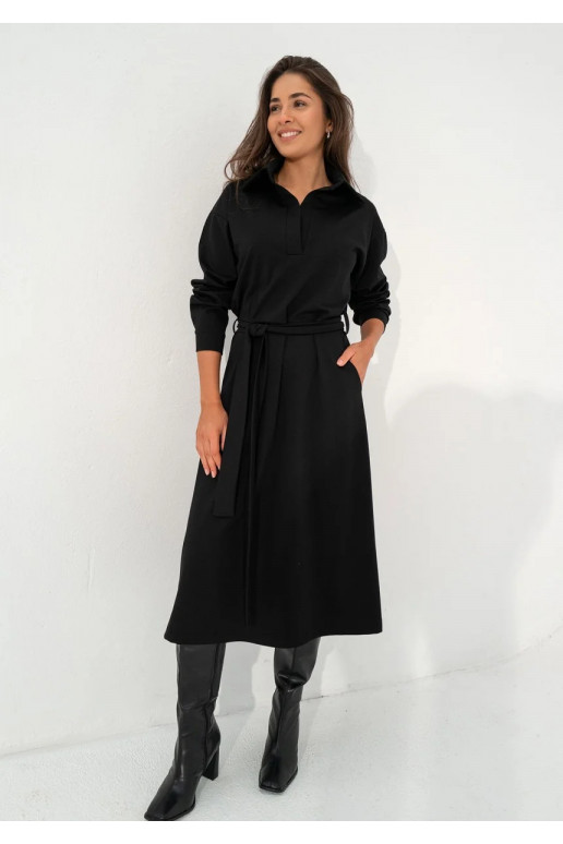 Madeline - Black midi dress