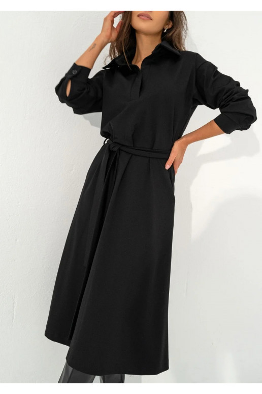 Madeline - Black midi dress