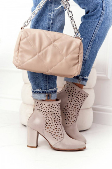 Openwork Leather Boots On A...