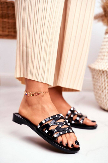 Women's Slides Black Rubber...