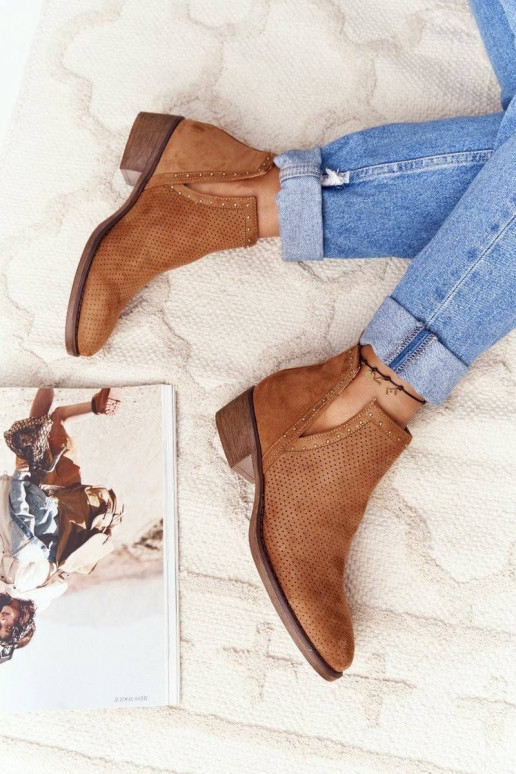 Openwork Boots With Cutouts Camel Clever