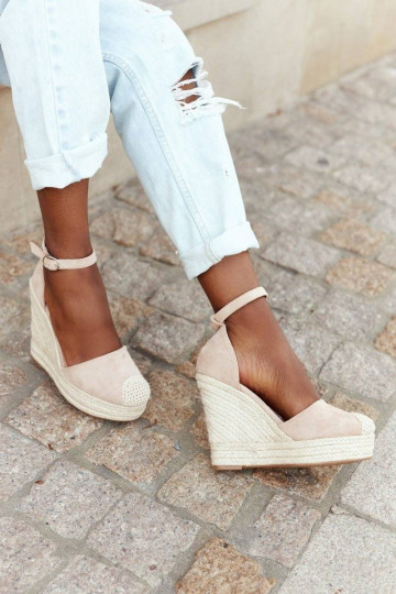 Braided Wedge Sandals Beige...