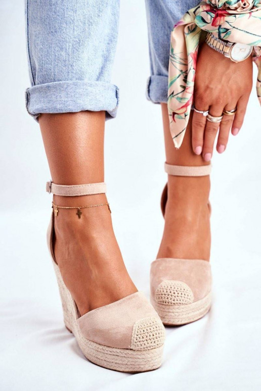 Braided Wedge Sandals Beige Avocado