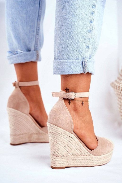 Braided Wedge Sandals Beige Avocado