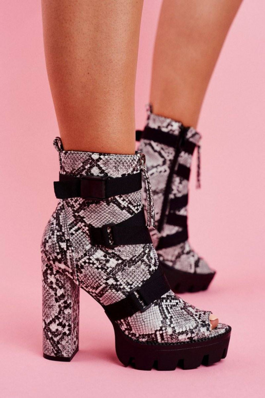 Women's Boots On High Heel Snake Skin...