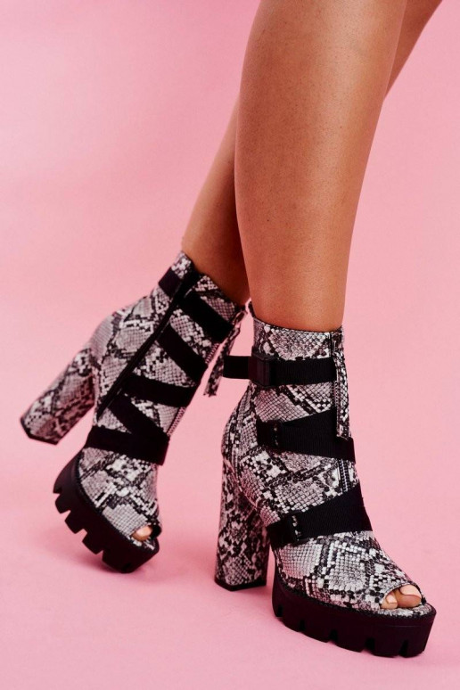 Women's Boots On High Heel Snake Skin...