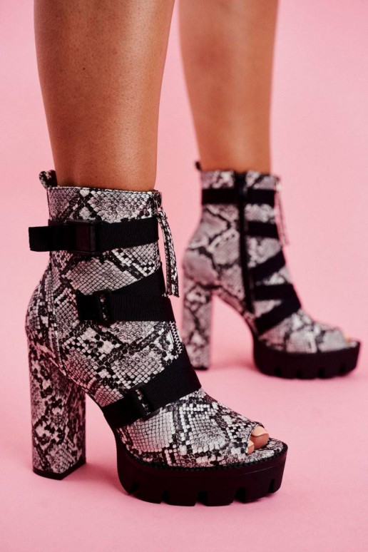 Women's Boots On High Heel Snake Skin...