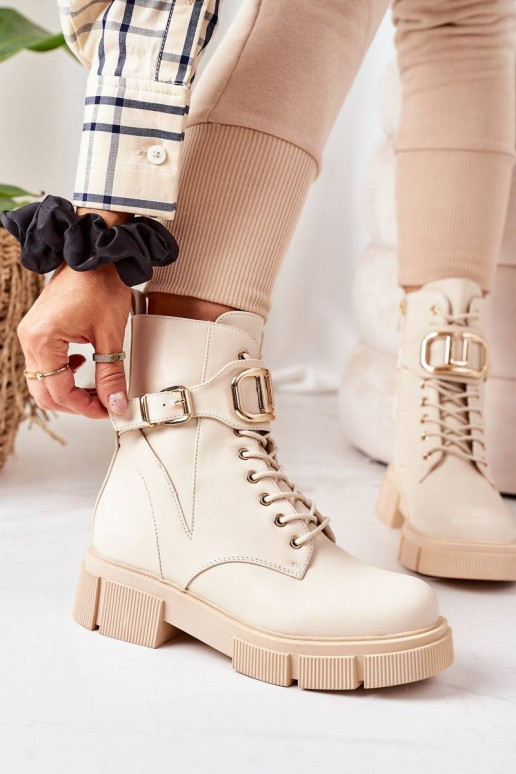 Insulated Boots With Golden Buckle...