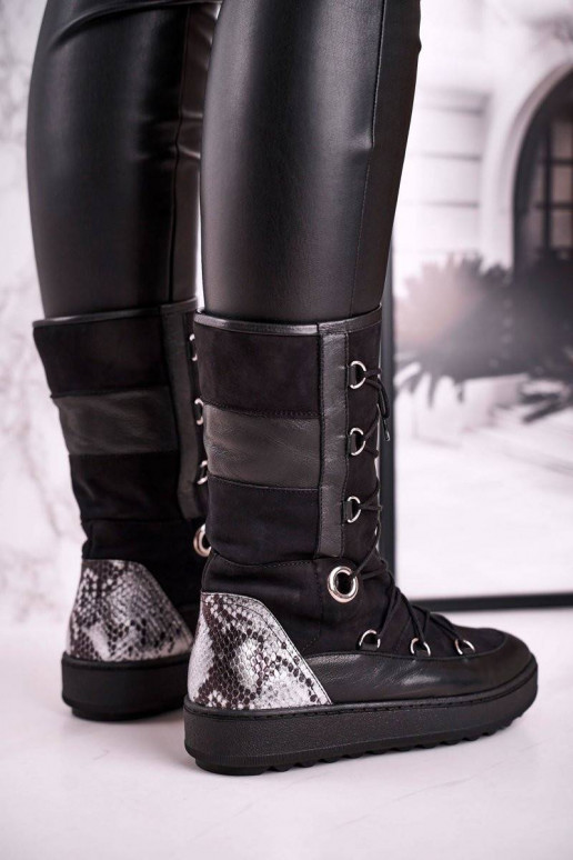 Snow Boots With Fur Suede Black Laura...