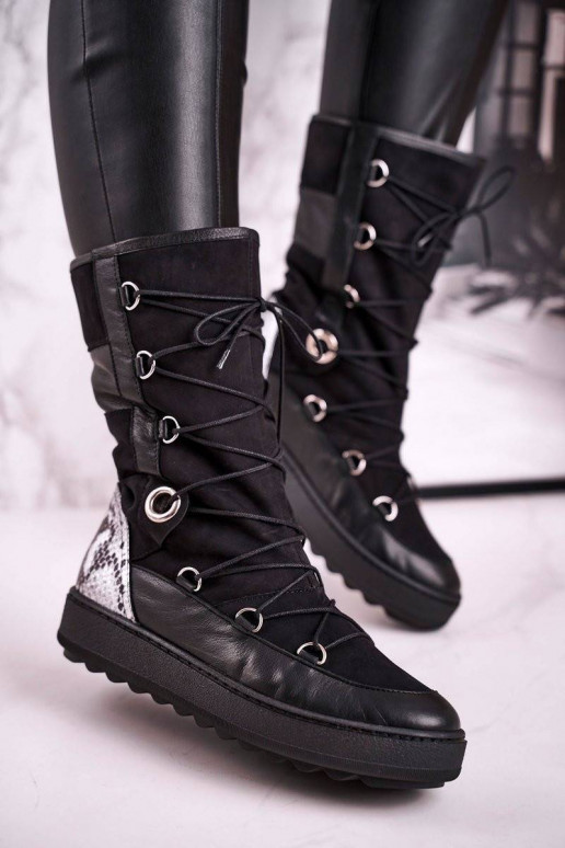 Snow Boots With Fur Suede Black Laura...