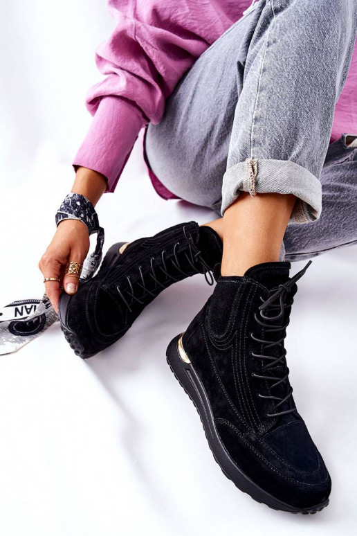 High Suede Sport Sneakers Black Chocci