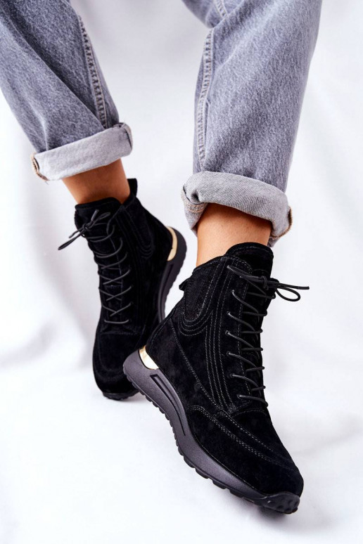 High Suede Sport Sneakers Black Chocci