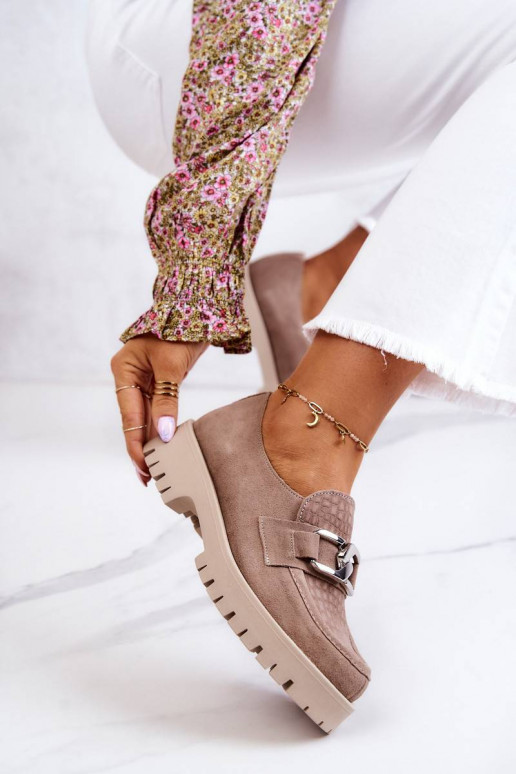 Fashionable Suede Loafers Dark beige...