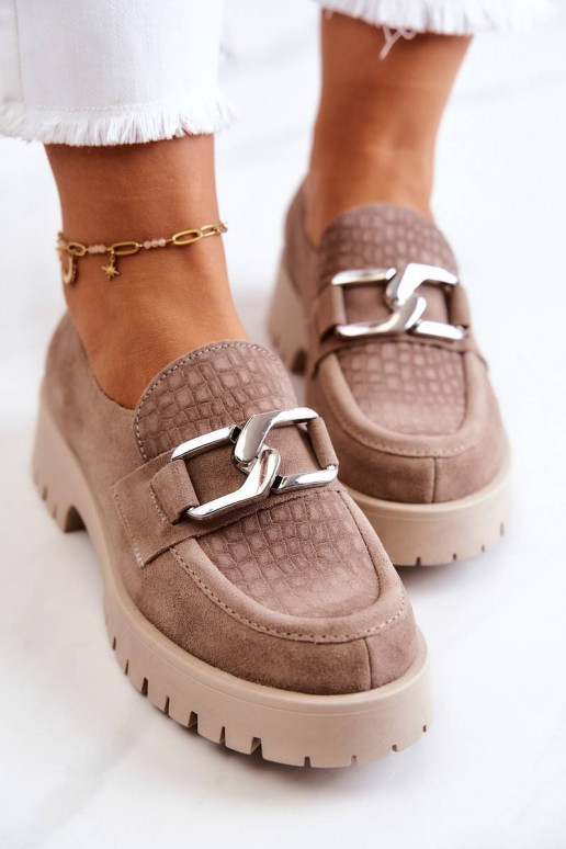 Fashionable Suede Loafers Dark beige...