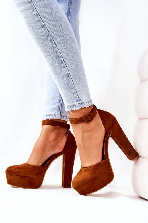 Pumps On Heel Suede Camel Netel