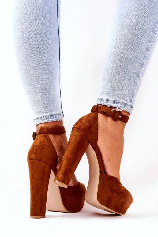 Pumps On Heel Suede Camel Netel