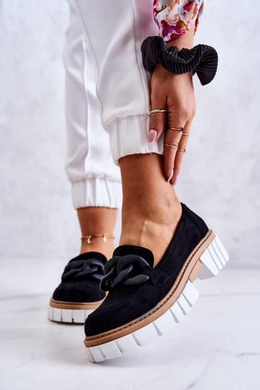 Suede Loafers With Decoration Black...