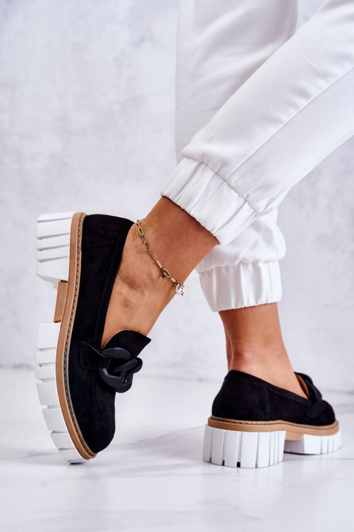 Suede Loafers With Decoration Black...