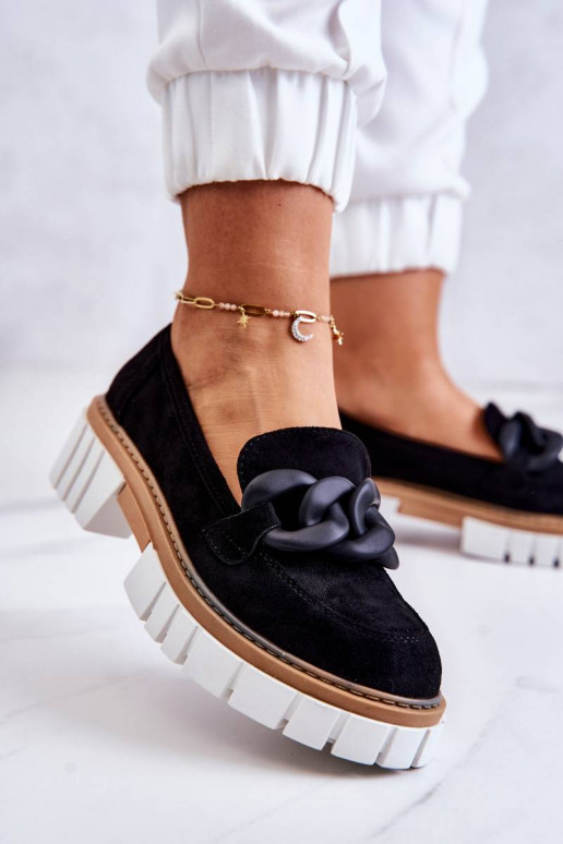 Suede Loafers With Decoration Black...