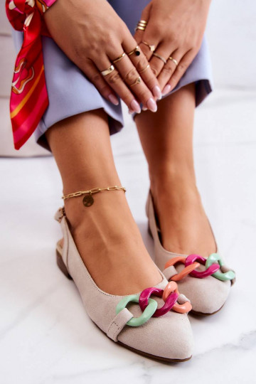 Suede Ballerinas With Chain...