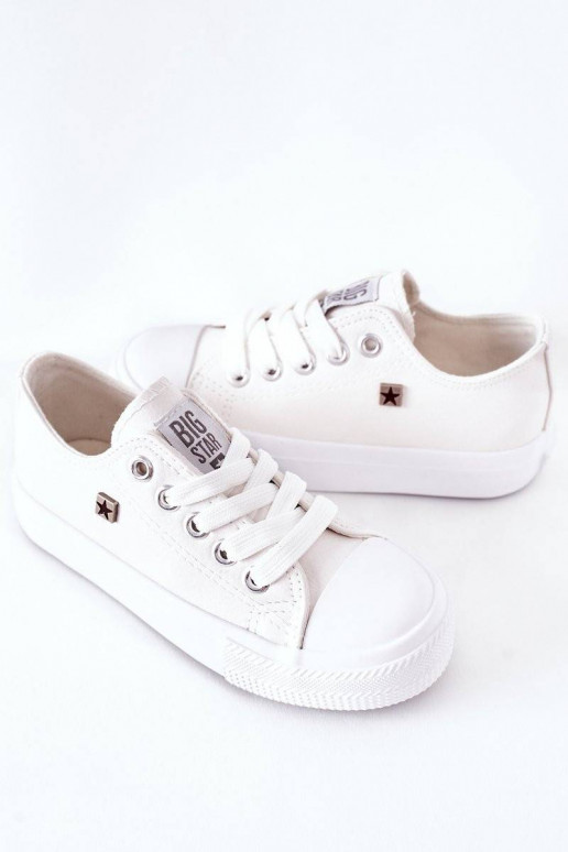 Children's Leather Sneakers in White...