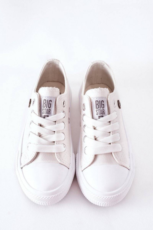 Children's Leather Sneakers in White...