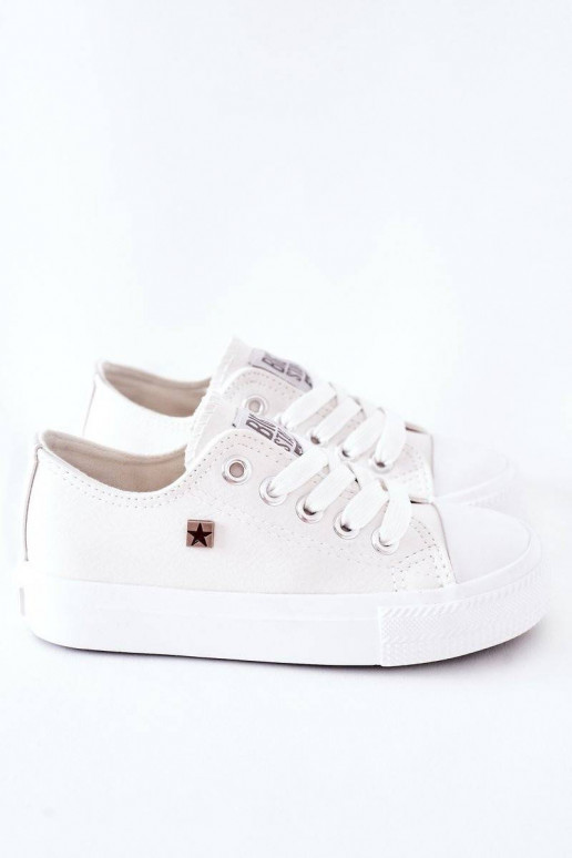 Children's Leather Sneakers in White...