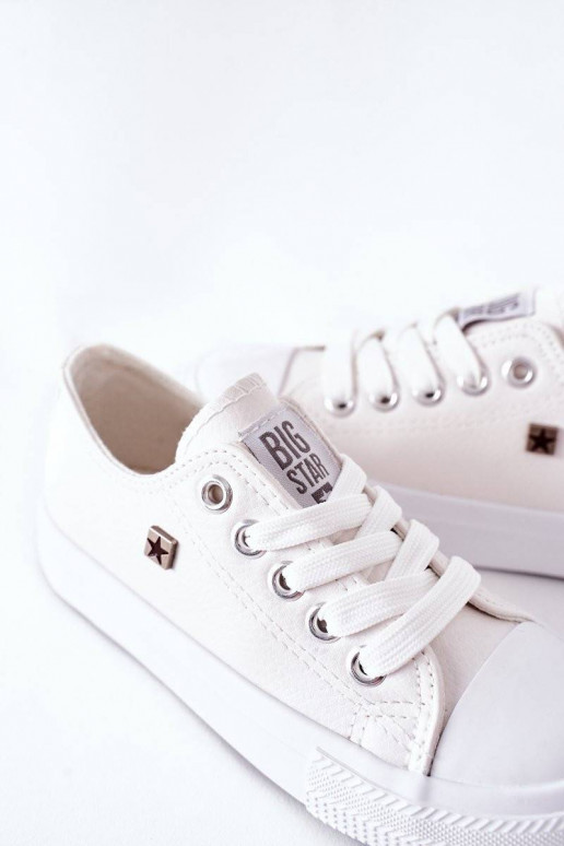 Children's Leather Sneakers in White...