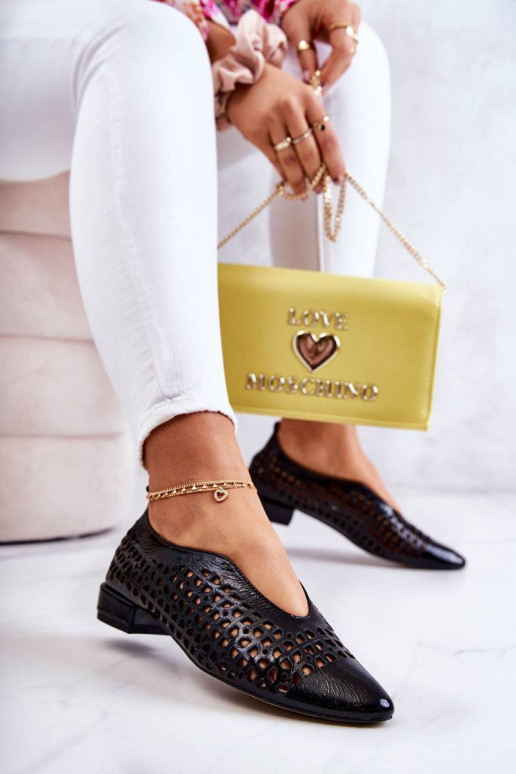 Elegant Lacquered Leather Openwork...