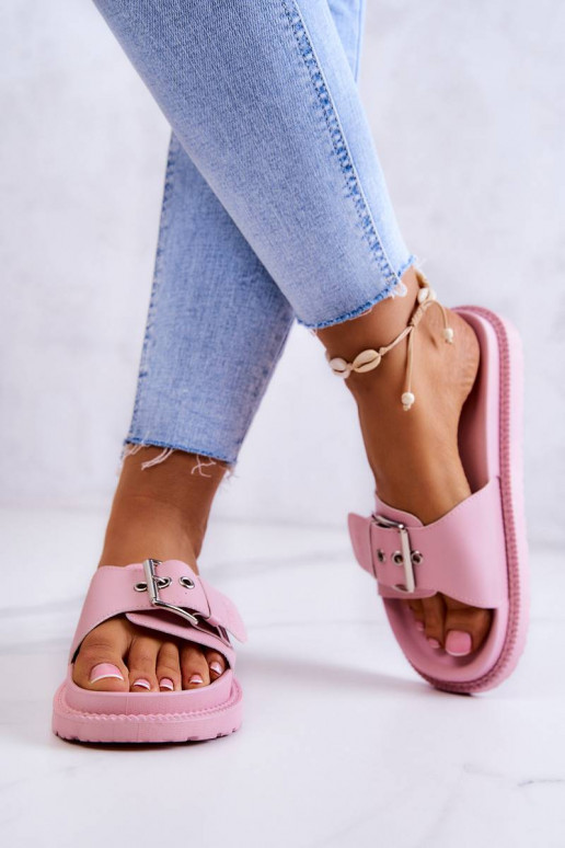 Classic model slippers with buckles...