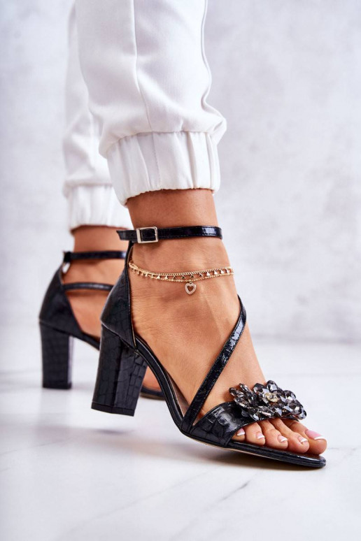 Women's Leather Sandals With Crystals...