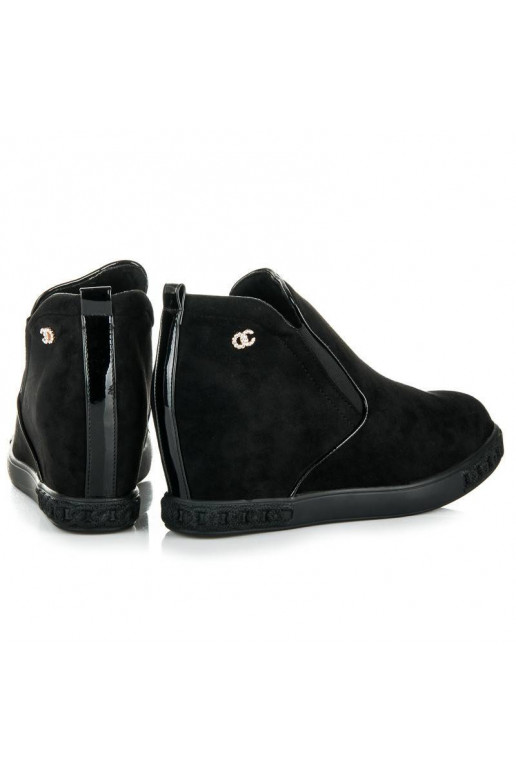 Suede Black Slip On Shoes With Hidden...