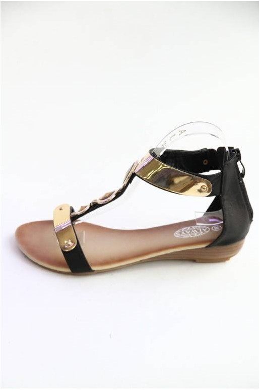 Sandals with gold color metallic...