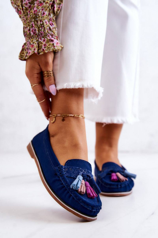 Women's Suede Loafers With Fringes...