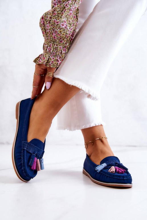 Women's Suede Loafers With Fringes...