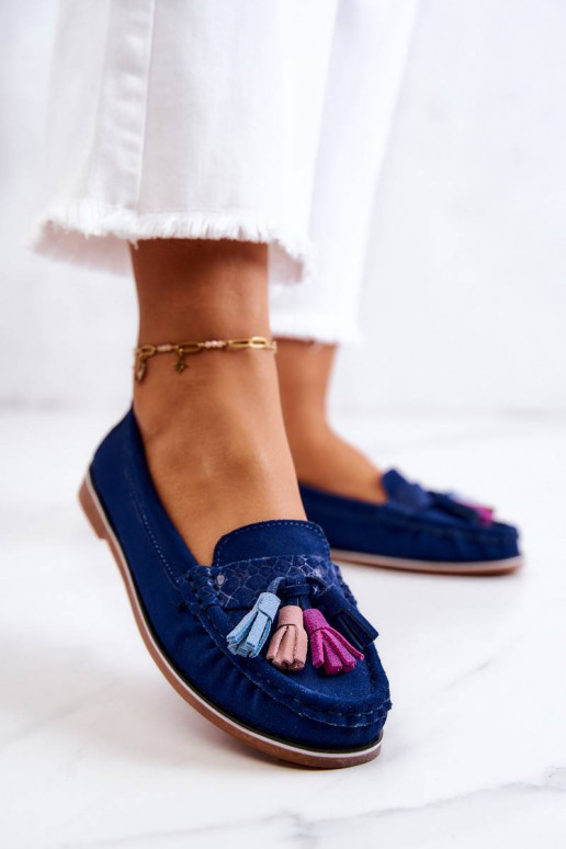 Women's Suede Loafers With Fringes...