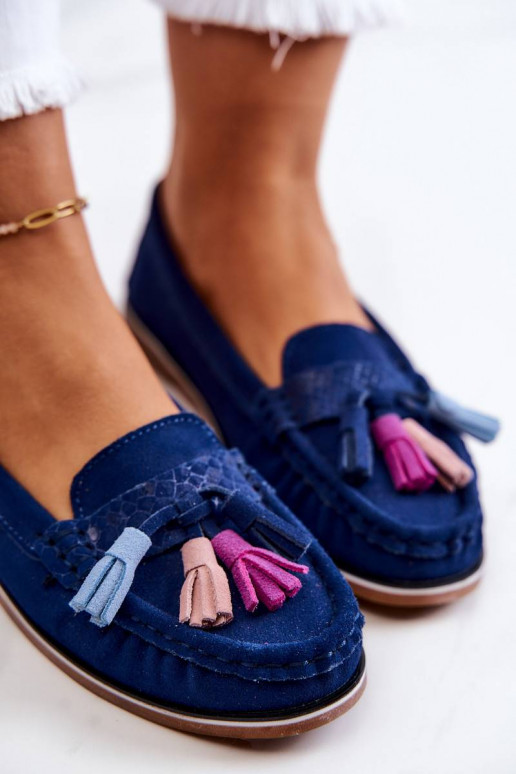 Women's Suede Loafers With Fringes...