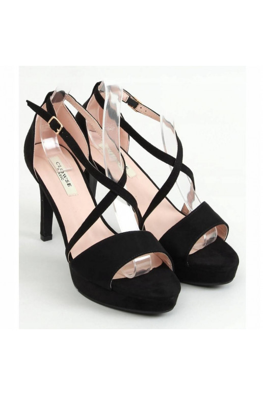 Suede High Heel Sandals Black Lizzy