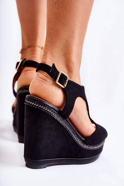 Classic Suede Wedge Sandals Black...