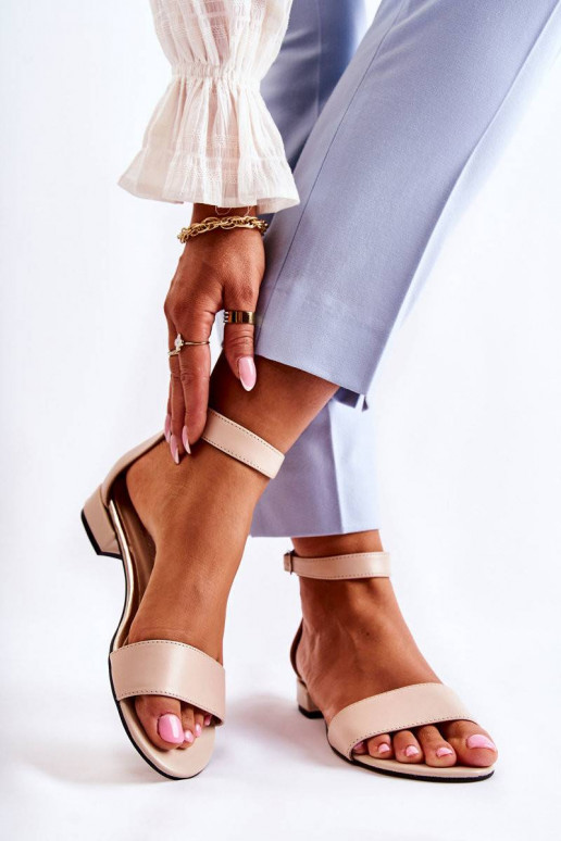 Women's Leather Sandals Beige Shanley