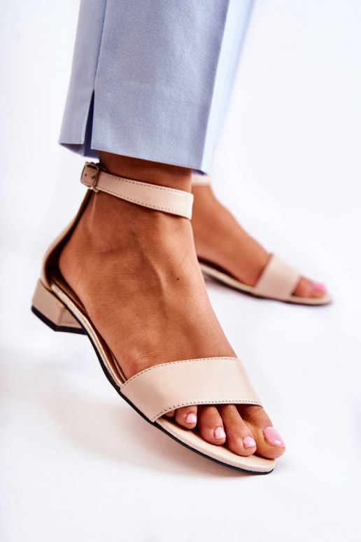 Women's Leather Sandals Beige Shanley