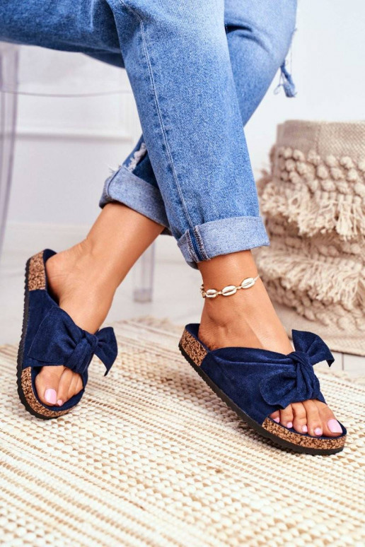 Slippers On The Cork Sole Navy Blue...