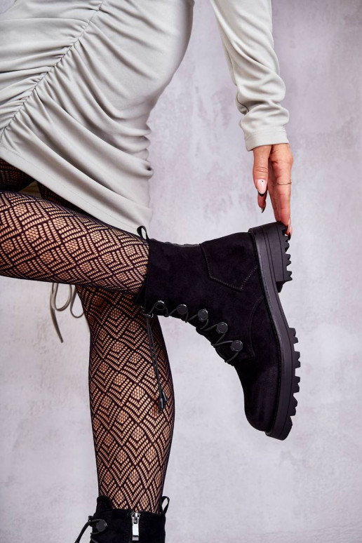 Women's Suede Warm Boots With Ribbed...