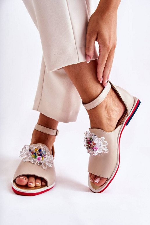 Women's Leather Sandals With...