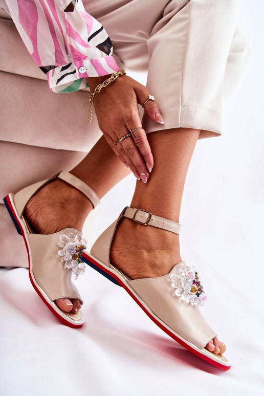 Women's Leather Sandals With...