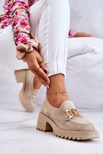 Suede Shoes With Golden...