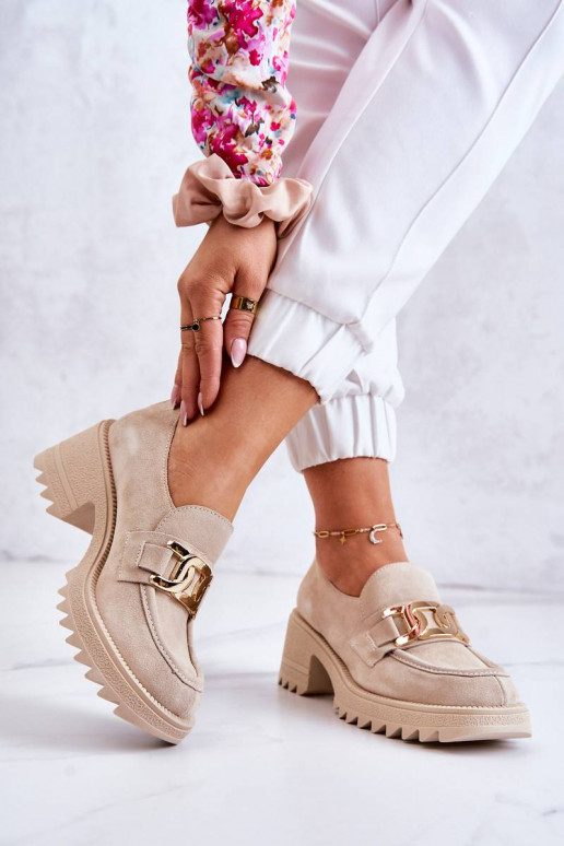 Suede Shoes With Golden Decoration...