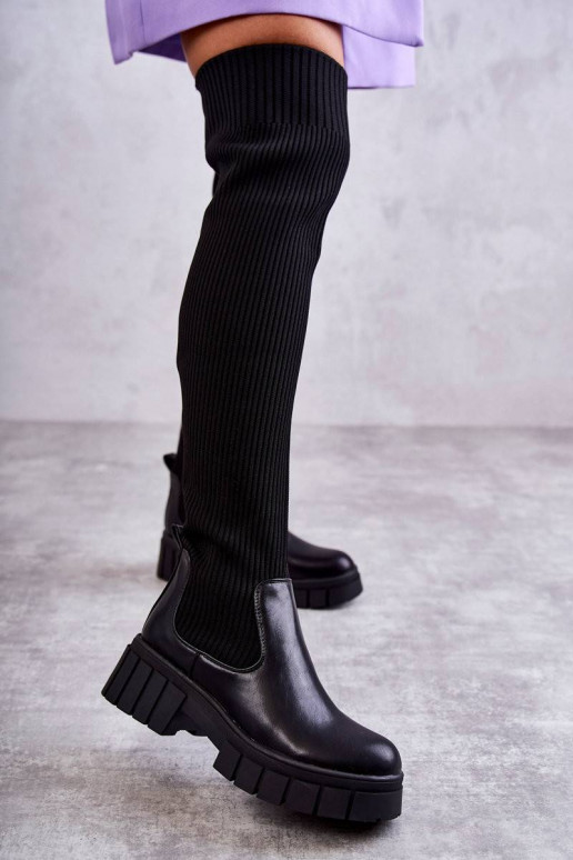 Women's High Boots Workers Black Austin