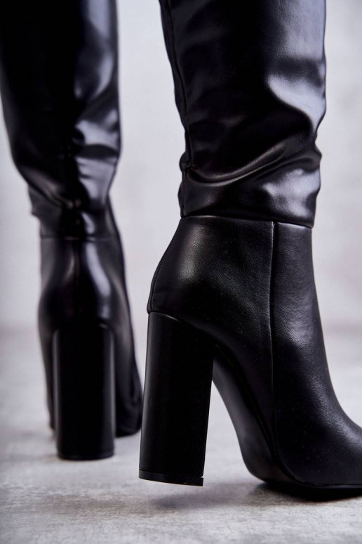 Classic Leather Boots On Heel Black...