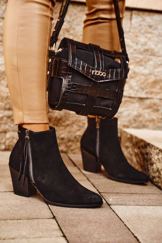 Women's Boots On Heel Suede Leather...